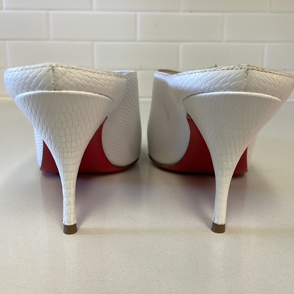 Christian Louboutin White Lizard Effect Leather Point-toe Slip-on Zarli Mules - Picture 10 of 15